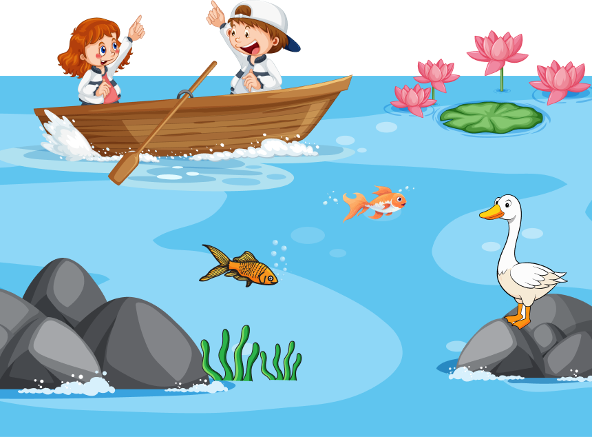 Children in boat scene